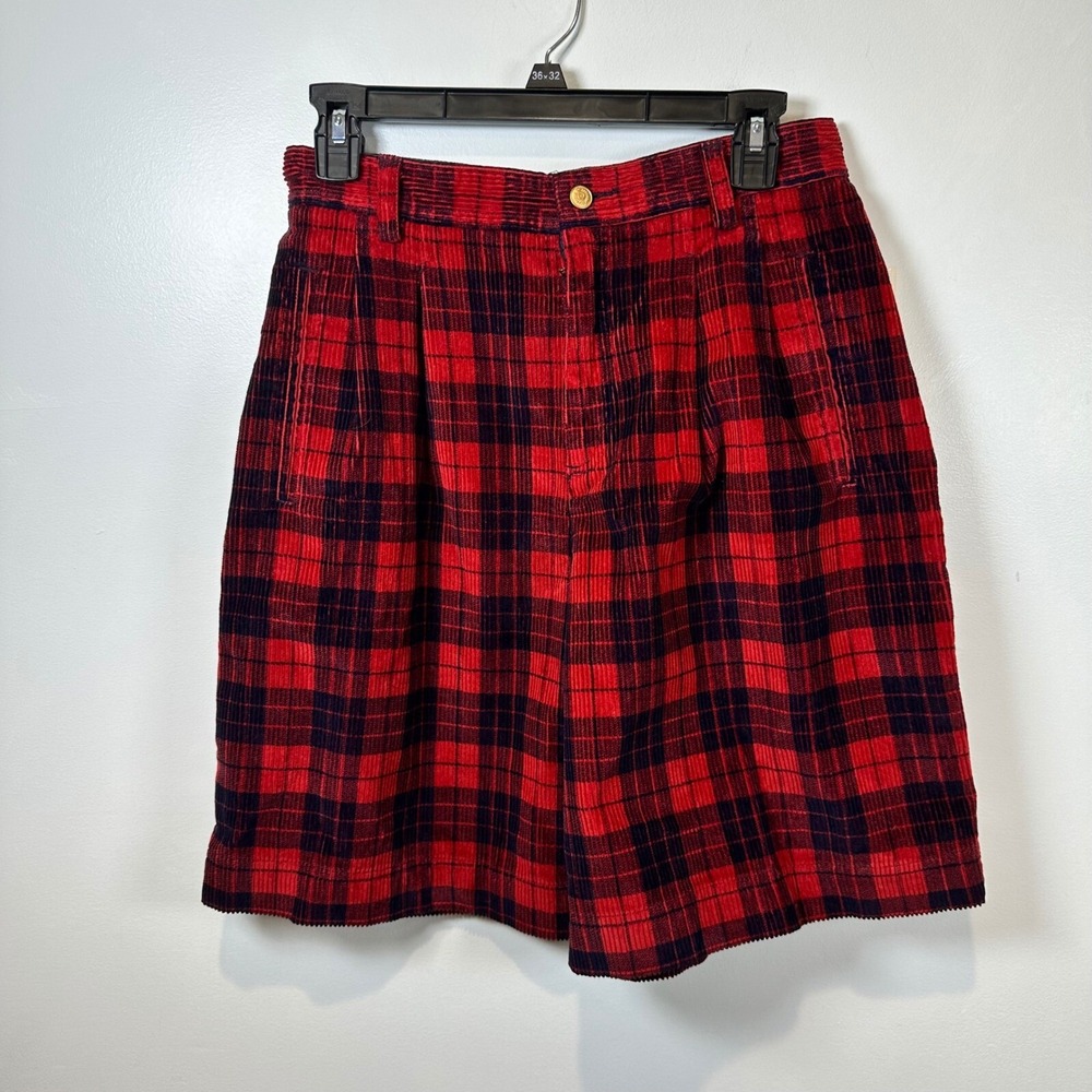 VTG Lizsport Corduroy Plaid Shorts High Waist Vintage Size‎ 10 Deadstock